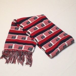 Everitt Knitted Flag Scarf Made In U.S.A. NWT